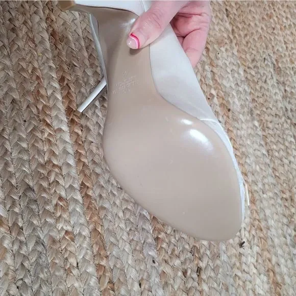 Valentino Ivory White Satin Lace Bow Platform Pump Open Toe Heels 41 - Picture 5 of 10